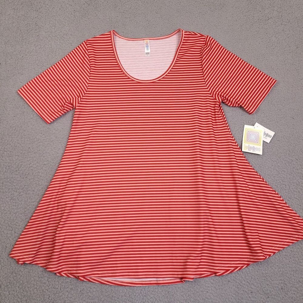 Lularoe Dress Perfect T Top Womens Small Red Striped Stretch‎